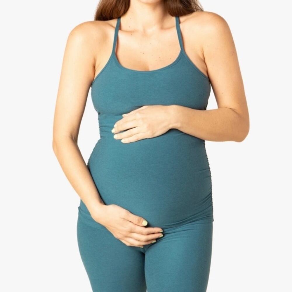 Beyond Yoga Sz M Spacedye Keep Your Cool Maternity Slim Racerback Tank Green